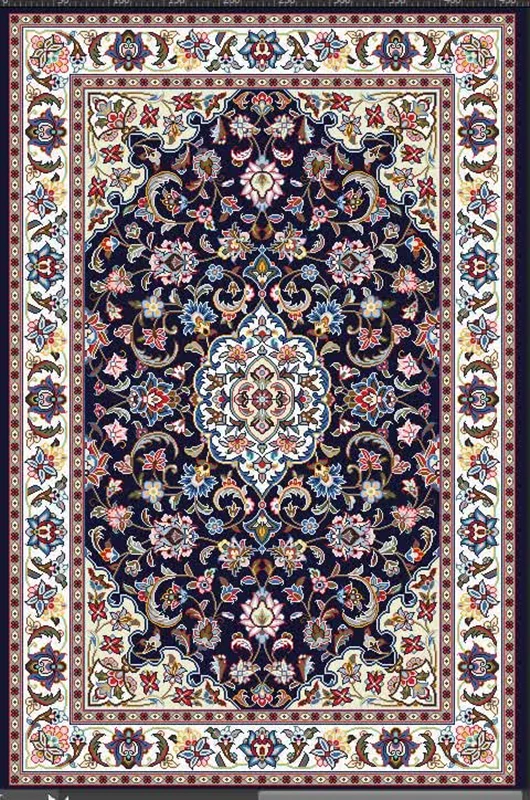 نارگل زمینه سرمه ای حاشیه سفید ساروق  ، ذرع ونیم ساروق