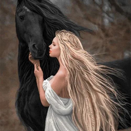 دختر و اسب سیاه سایز 1 (17875)