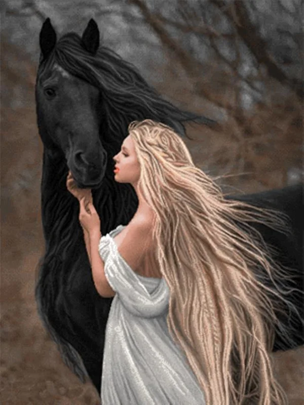 دختر و اسب سیاه سایز 1 (17875)
